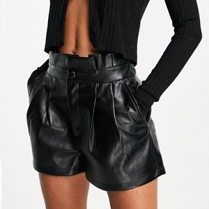Black faux leather shorts miss selfridge